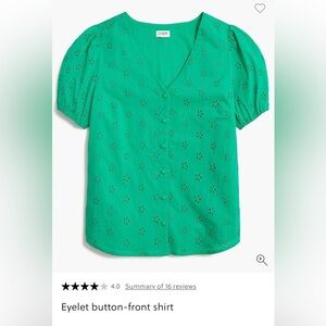 J. Crew Kelley Green Eyelet Blouse